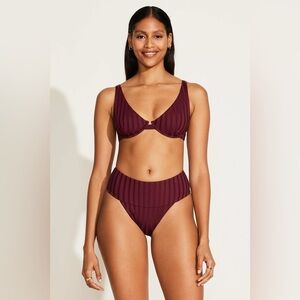 VITAMIN A Rossi Halter Underwire Top - Sangria SuperRib Large bottom large,$240